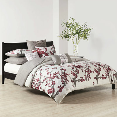 Literie 100% coton Cherry Blossom - housse de couette avec taies décoratives
