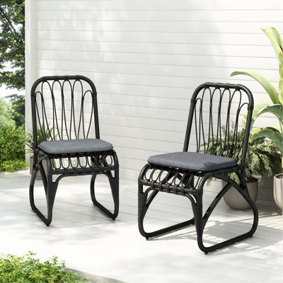 2pcs Outdoor Chairs With Washable Covers - Grey, Iron Construction, For Backyard, Patio, 400lb Weight Capacity  easy To Clean Soft Cushions Rustproof Frame, Garden, Capacity, Of 2