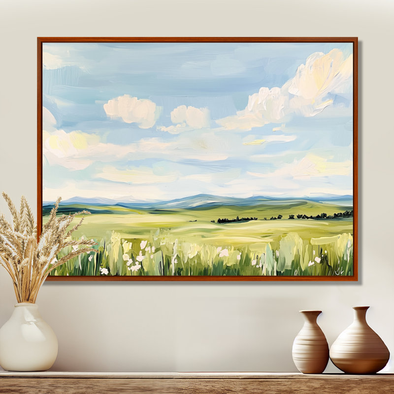 Impression sur toile «Big Sky Horizon Meadows I - Montana», H 16 po x l 32 po, Brun
