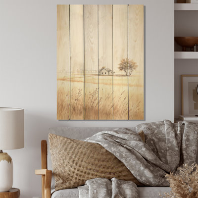 Prairie beauté dévoilée I - prairies, art sur bois de pin naturel