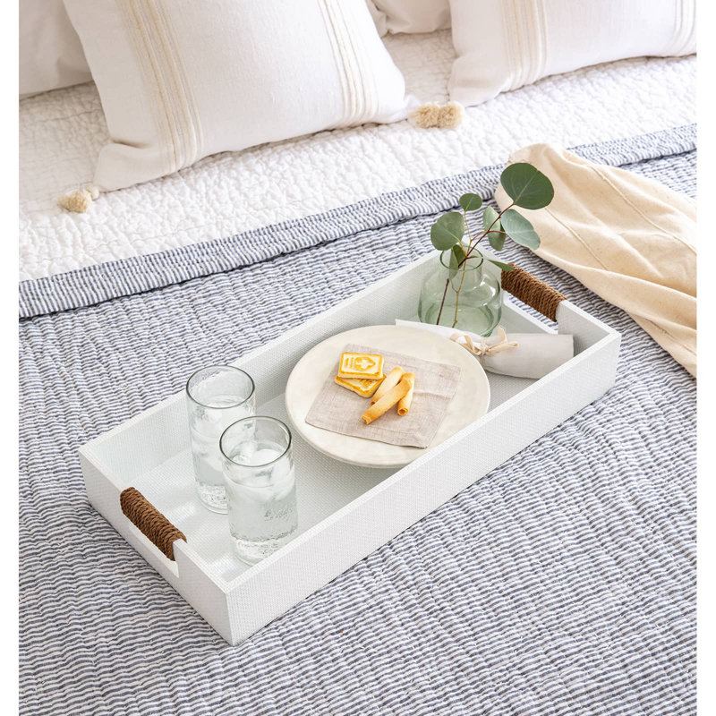 Logia Resin Decorative Tray, White, 3.5" H x 24" W x 11" L