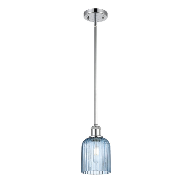 Luminaire suspendu 5 lumières Ballston Addeline, Chrome poli, Bleu princesse