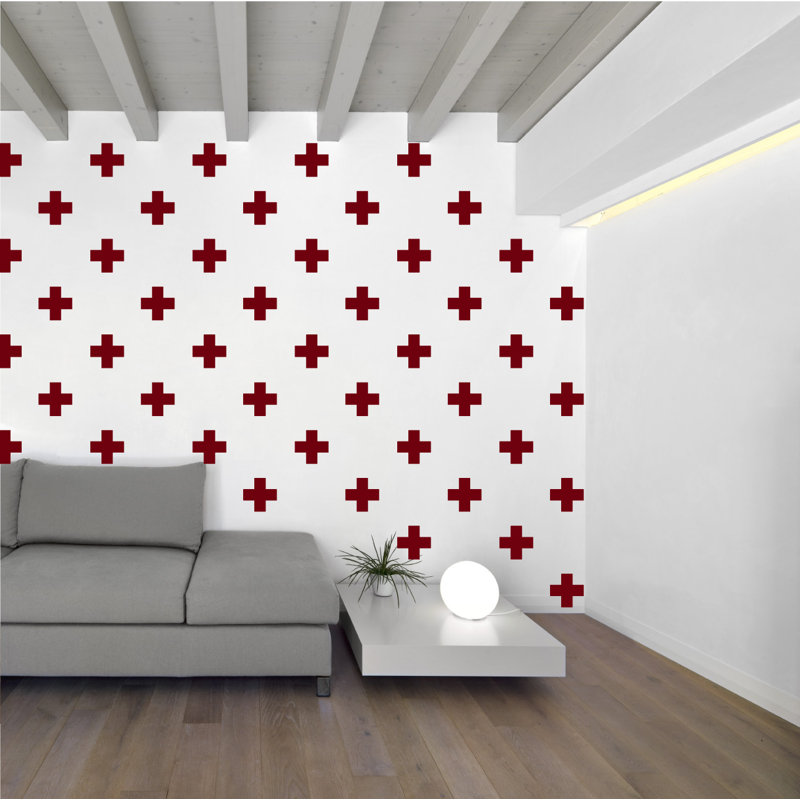 Décalcomanie murale à motifs croisés suisses, H 3 po x l 3 po x P 0,01 po, Bourgogne
