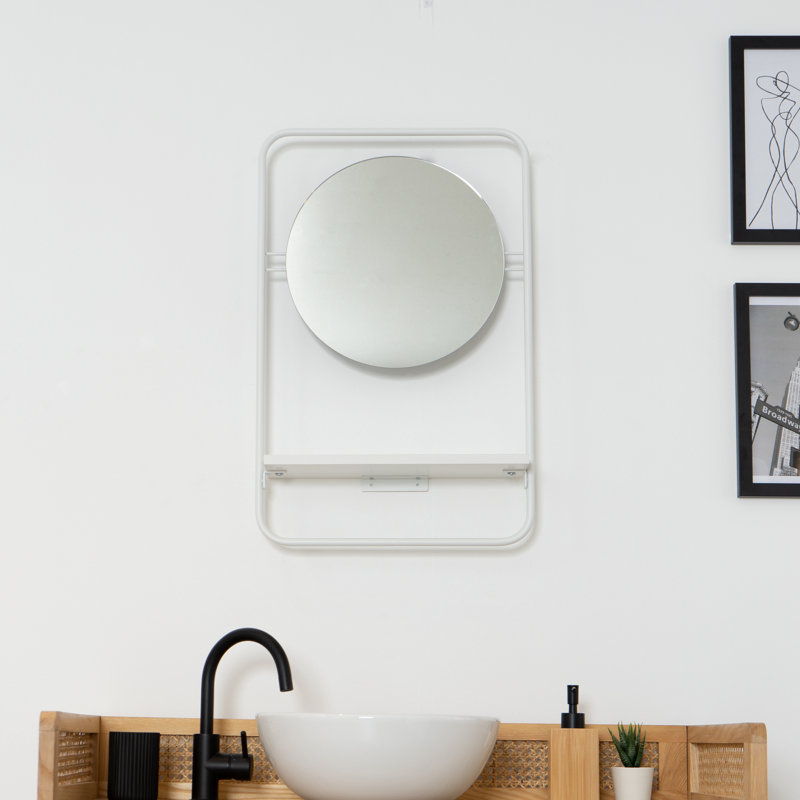 Fullilove Flat Mirror with Shelves, Black