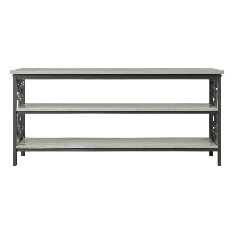 Meuble télé avec plateau en faux marbre et tablettes 1 pièce