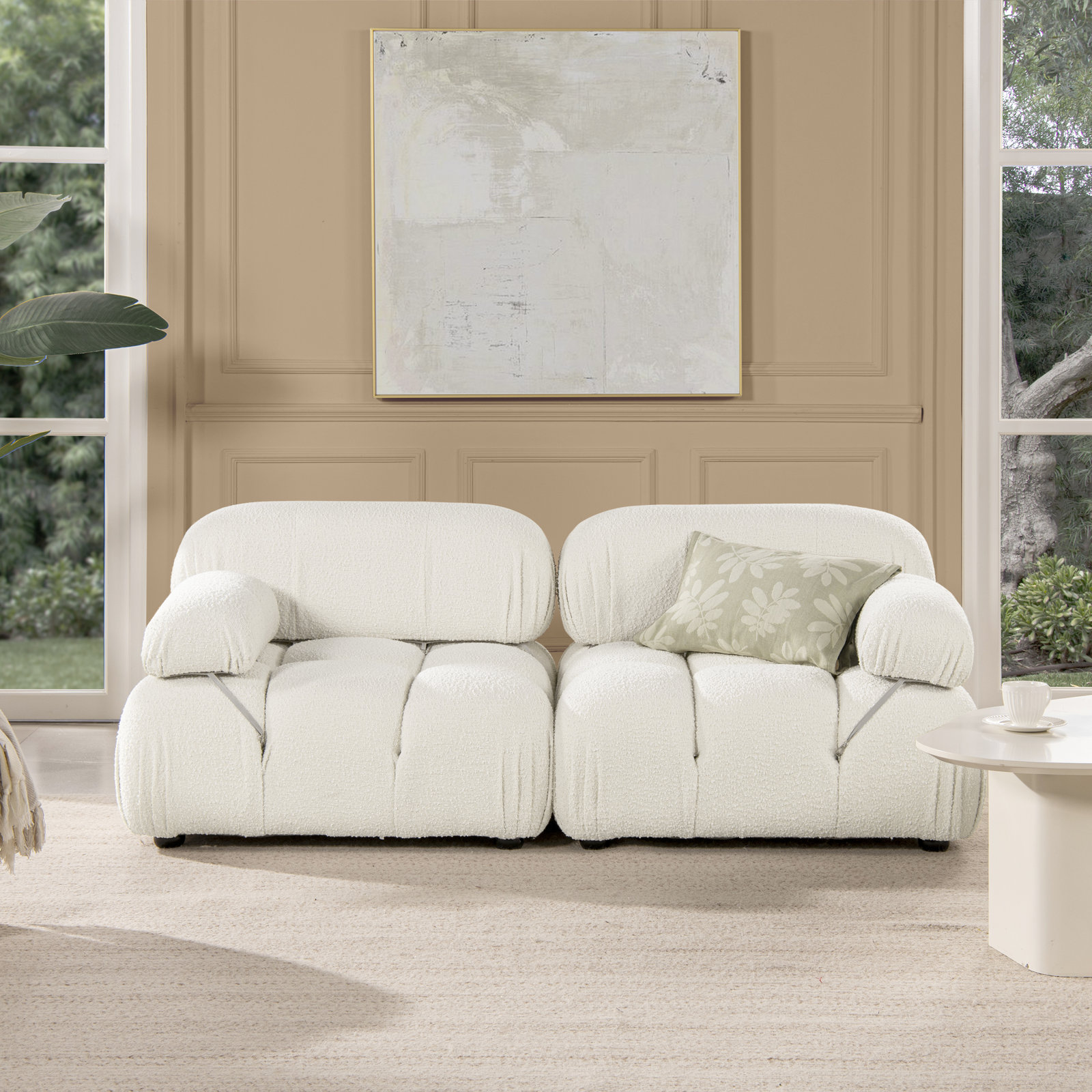 Sigma 73" Loveseat, Ivory Boucle