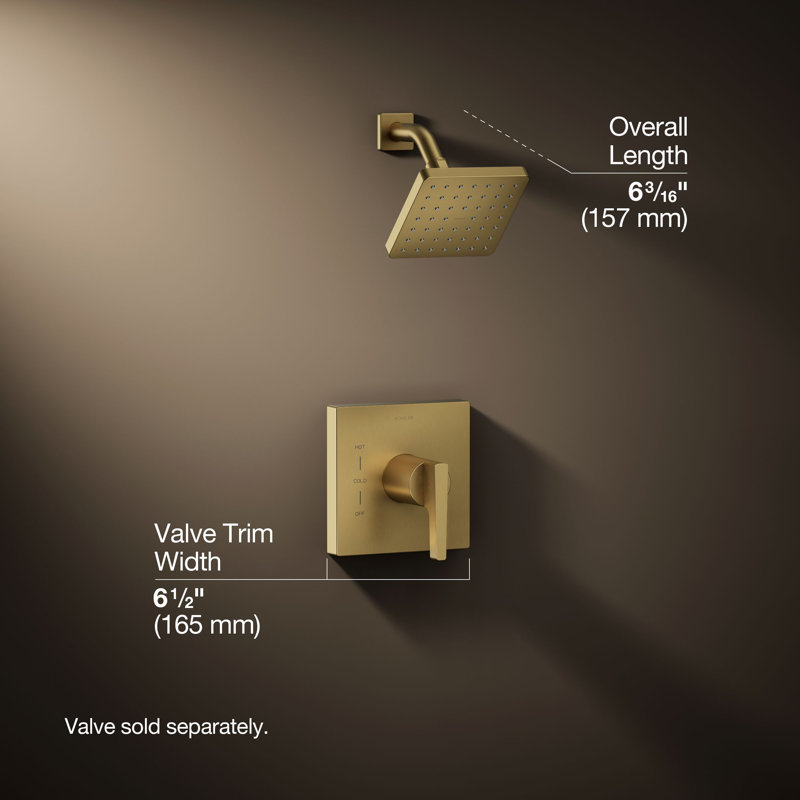 Honesty Rite-Temp Shower Trim With 2.5 Gpm Showerhead And Lever Handle, Vibrant Brushed Moderne Brass