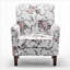 Chaise avec accoudoirs en mélange de polyester à motifs, structure en bois de bouleau massif avec pieds fuselés bruns, chaise d'appoint rembourrée de mousse avec garniture pour le bureau du salon