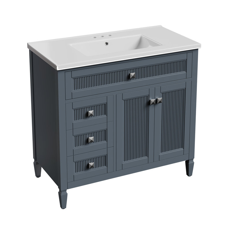 Meuble-lavabo 36 po, Bleu gris anthracite