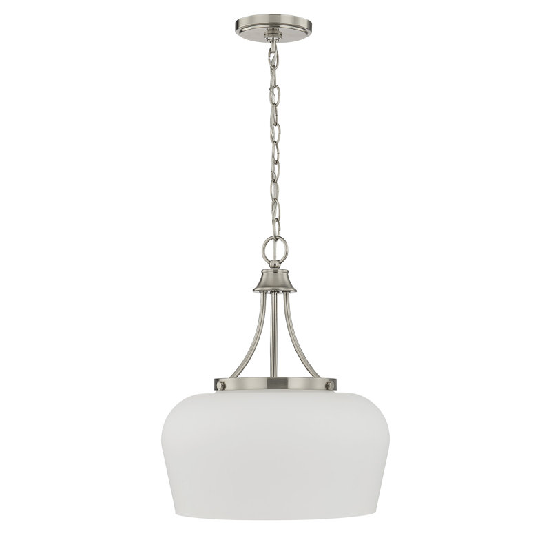 Luminaire suspendu dôme à intensité variable 3 lumières Breena, Nickel satiné, Blanc