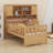 Multifunctional Wood Platform Bed With Bookshelf At The Head Of The Bed, Built-In Desk And Matching Chair