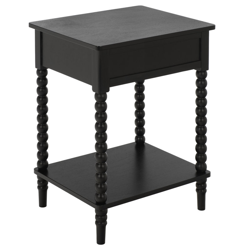 Table d'appoint à un tiroir Or bis, Matte Black