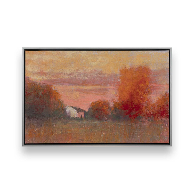«Tangerine Skies On Canvas» par Carol Strock Wasson, reproduction, Cadre flottant en chrome poli