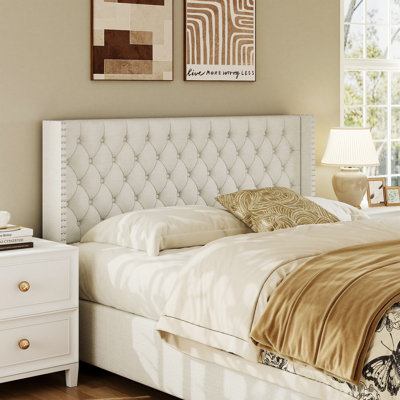 Tufted Wingback Headboard Queen Size