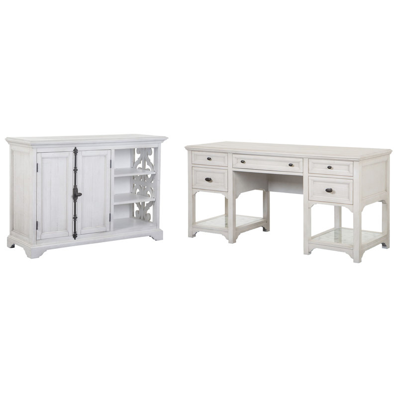 Bureau avec support pour imprimante, 2 Pcs: Desk, Storage Cabinets