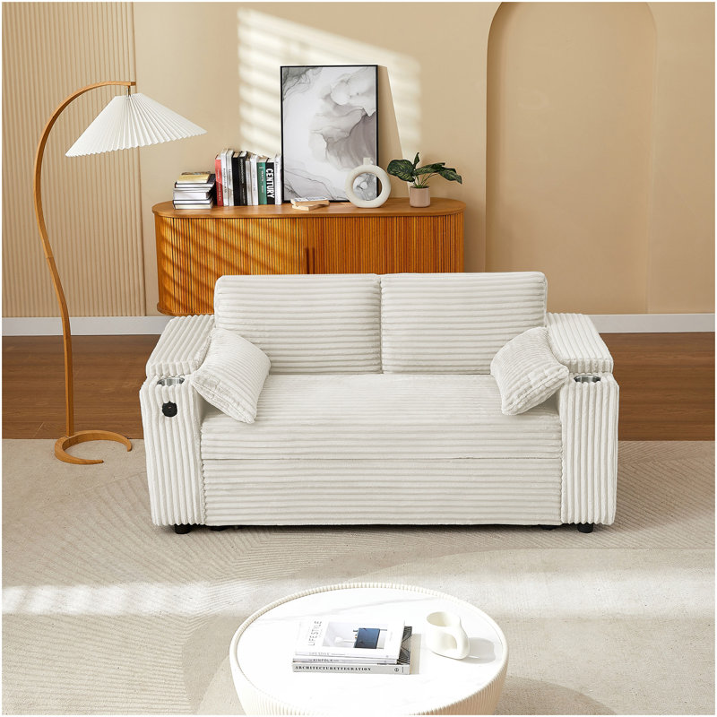 Canapé-lit en tissu BEIGE, Beige