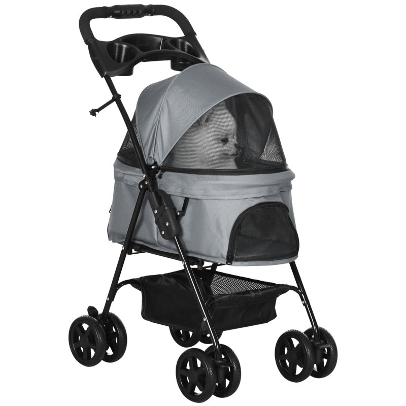 Clifton Foldable Pet Stroller, Black/Grey