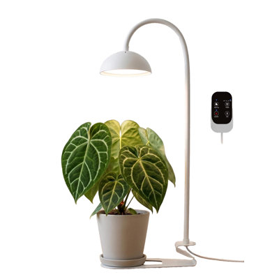 Lumières de culture intelligentes pour plantes d'intérieur, lumière à DEL à spectre complet 10W avec minuterie 3/9/12, 10 niveaux à intensité variable, lumière de croissance réglable en hauteur avec base (blanc)