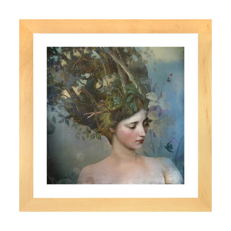 Portrait 17 par Catrin Welz-Stein - impression d'art graphique, H 24 po x l 24 po x p 1 po, Toile avec cadre en bois beige