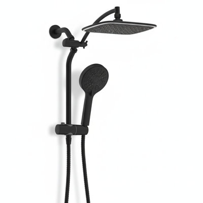 10" Black Rain Shower Head with Handheld, High Pressure