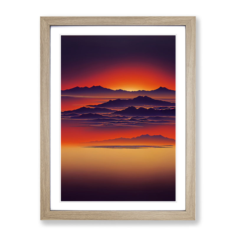A Mountain Sunset No.1 1 Piece Single Picture Frame Wall Art, 64cm H x 46cm W x 2cm D, Oak Framed