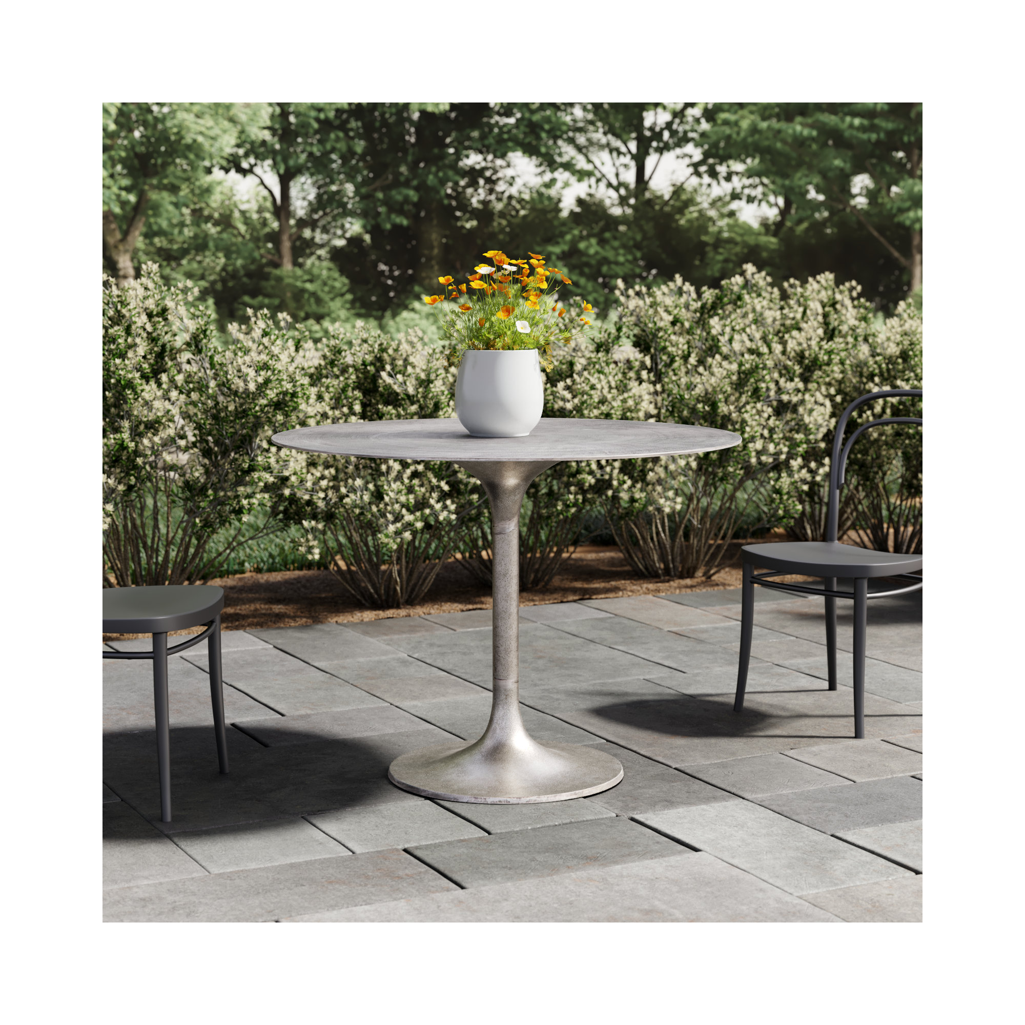 42'' Metal Outdoor Bistro Table, Raw Antique Nickel