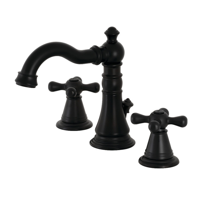 Robinet de salle de bain à large entraxe avec bonde, Noir mat