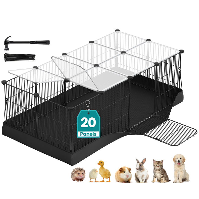 Parc pour petits animaux avec doublure imperméable avec portes supérieures et latérales