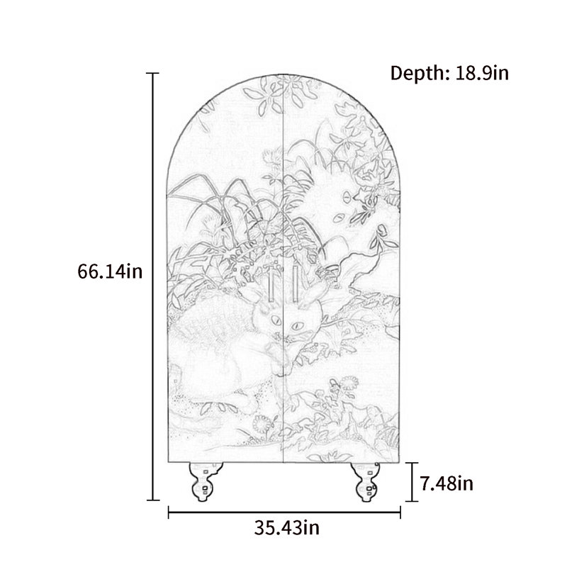 Armoire arquée avec tablettes et portes