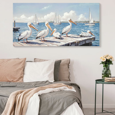 Art mural 3D de plage peint à la main en 3D avec des mouettes et des couleurs principales bleu marine, assemblage rapide, ajoute de la personnalité à la toile océanique du salon pour la maison, emballage réaliste et sécuritaire, esthétique d'installation rapide