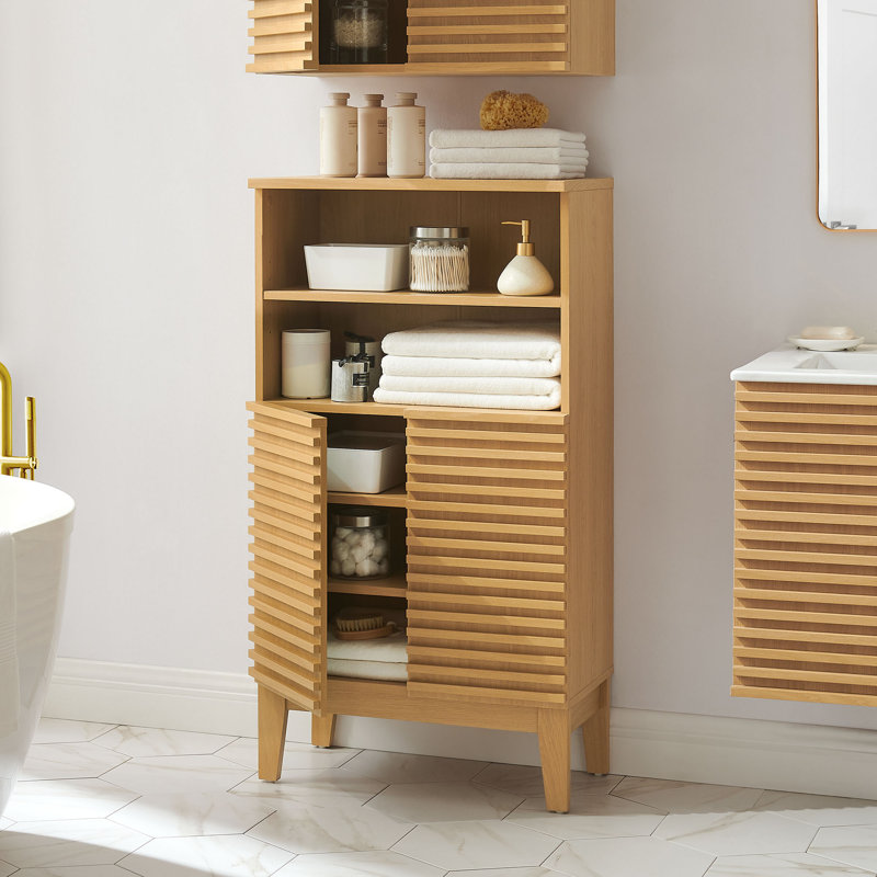 Render Bathroom Cabinet Set, Oak