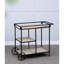 Chariot-bar moderne avec 3 cadres en bois et en métal noir, 32,3 x 15,7 x 26,8, 32,3 x 15,7 x 26,8 po supportant trois sections de rangement élégantes