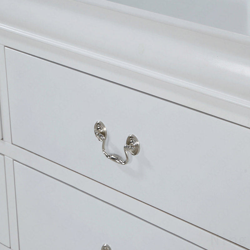 Commode de style contemporain à 5 tiroirs 1 tiroir Louis Philip, Blanc