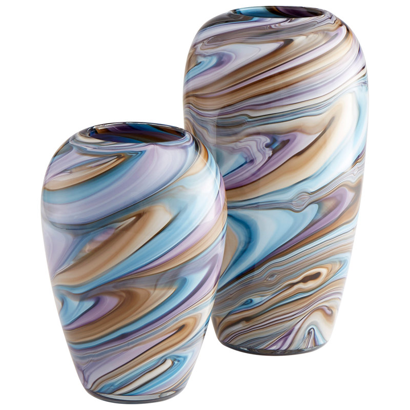 Vase de table en verre Borealis, H 10,5 po x l 7,5 po x P 7,5 po