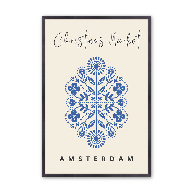 Affiche de marché de Noël III, Cadre simple en zinc patiné, H 15,25 po x l 12,25 po