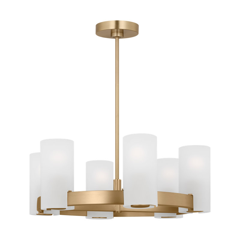Grand lustre Rhode, Laiton satiné, H 8,5 po x l 23,5 po x P 23,5 po