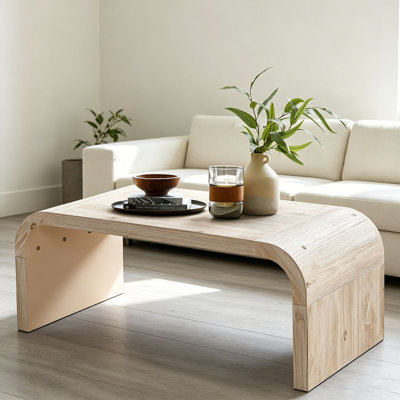 Table basse Farmhouse Vintage Crafts, design Art déco incurvé, facile à assembler, l 48 po x P 24 po x 18 po