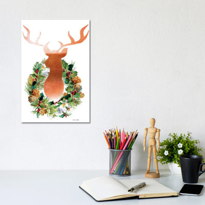 Holiday Wreath With Deer by Lanie Loreth - Wrapped Canvas Gallery-Wrapped Canvas Giclée