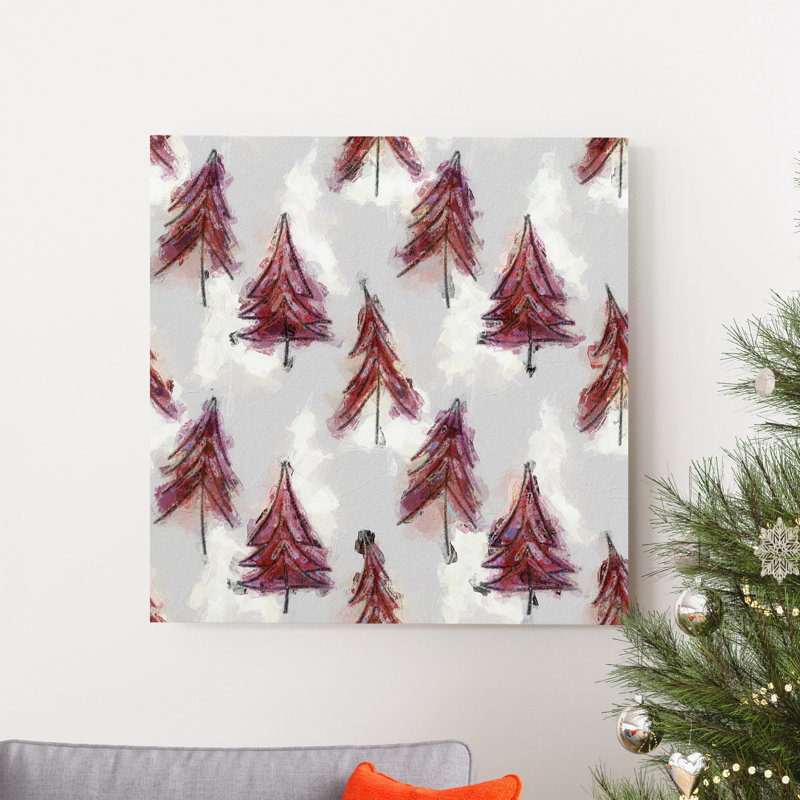 "Sapins de Noël", reproduction d’art sur toile tendue, H 40 po x l 40 po x P 1 po