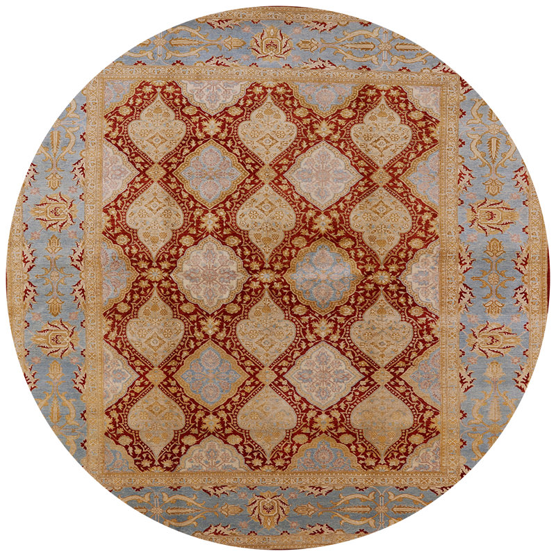 Tapis oriental beige / bleu / rouge Sighbiorn, Rond 4 pi