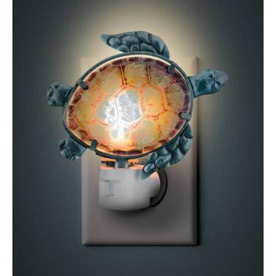 Luster Metal and Glass Floral and Fauna Rotating Plug Night Light
