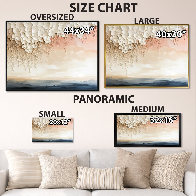 Art mural sur toile Nordic Evening Glow I - White Sunset Landscape, H 16 po x l 32 po, Toile tendue