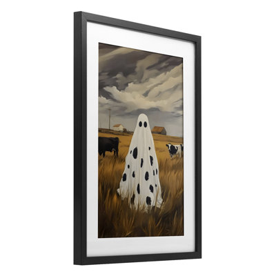 Cow Ghost in Farmland Framed Print Under Glass, design by Arlington Prints