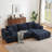 Chenille L-shaped Luxury Oversized Sectional Sofa – Minimalist Tufted Sleeper Couch For Living Room-734988405-734988404