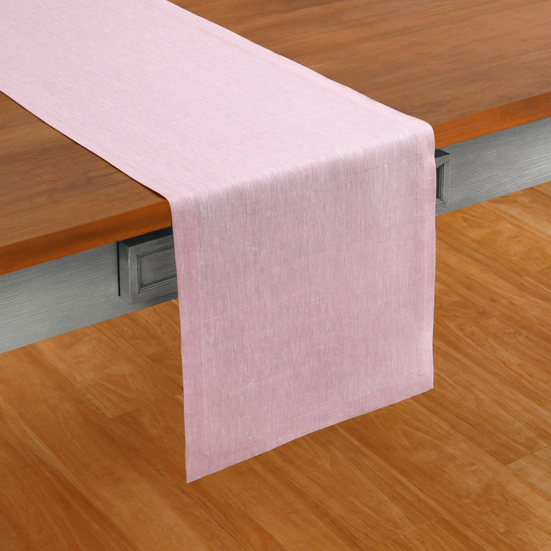 100% Pure Linen Table Runner - Athena, 120" x 14", Bubblegum Pink
