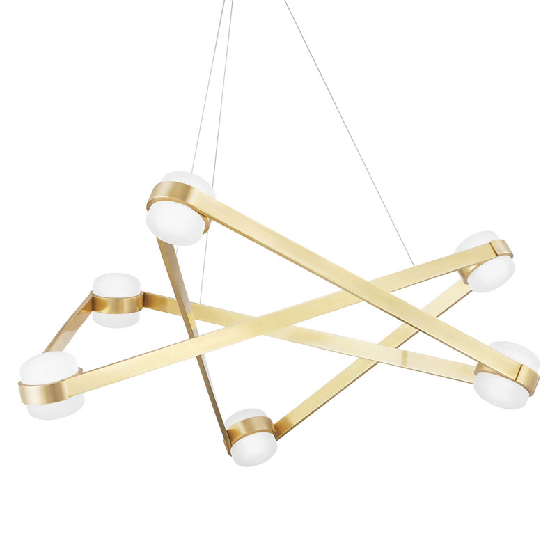 Orbit - 6 Light Chandelier - Aged Brass Finish, Aged Brass
