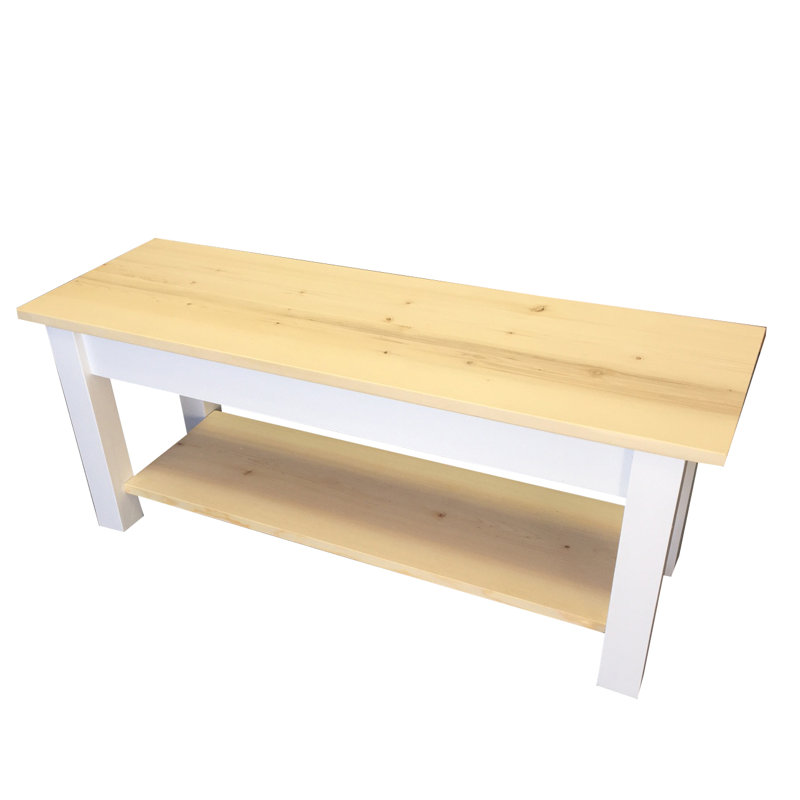 Banc en bois avec tablette Jarrard, H 17 po x l 36 po x P 12 po