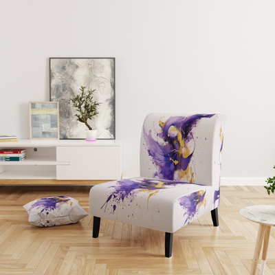 Mauve et or Splash - Chaise d'appoint rembourrée avec fractales et fauteuil moderne et contemporain - Multicolore