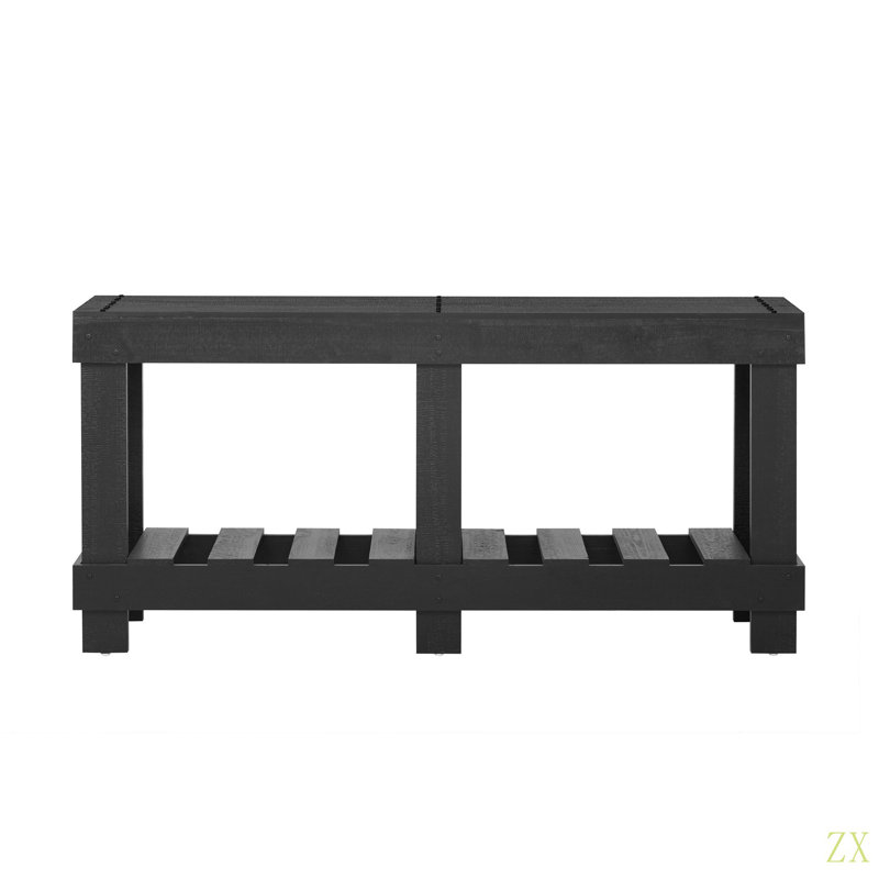 62.9" Vintage Entryway Table - Fir Solid Wood With  Grain, 6 Reinforced Legs & 4.5" Thick Desktop, Metal Rivet Decor & Plank Under-Shelf, Console Table For Hallway, Living Room