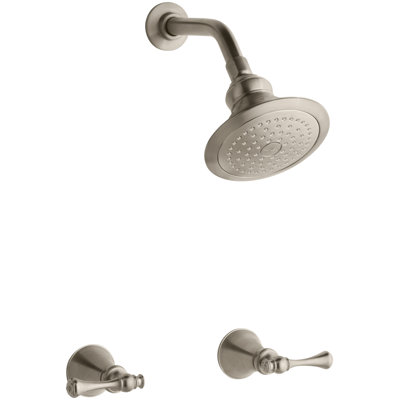 Ensemble de robinet de douche revival avec poignées leviers traditionnelles et pomme de douche à fonctionnalité unique, douche et bride standard